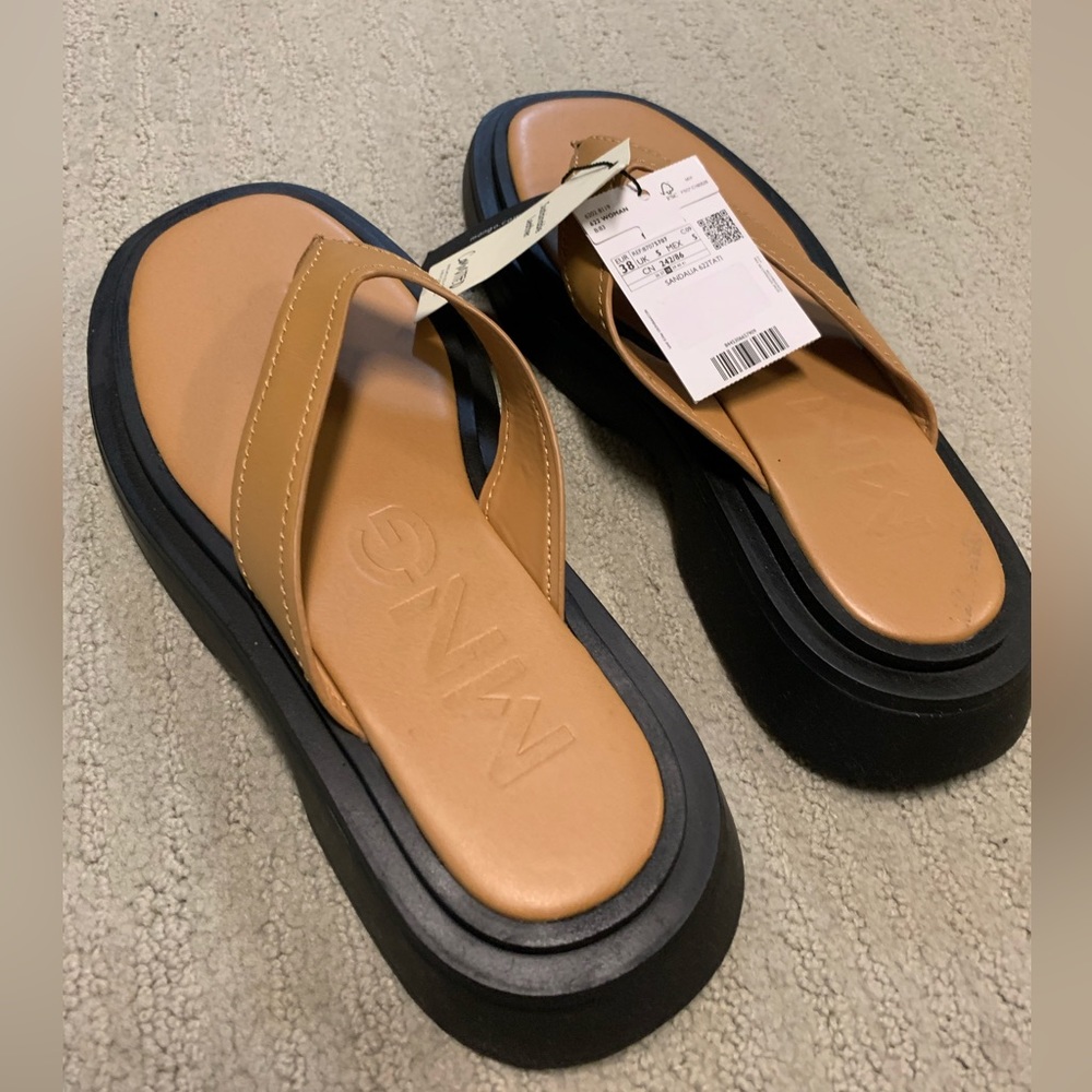 Mango MNG Platform leather sandals (New)